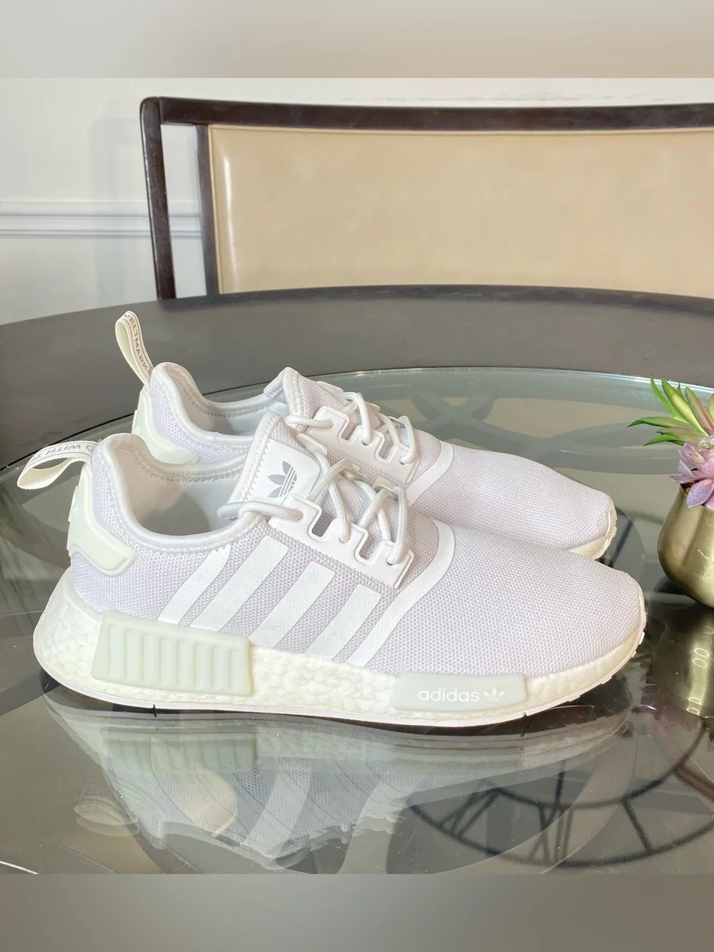 adidas NMD R1 Triple White All White Women's Running Shoes Size 9